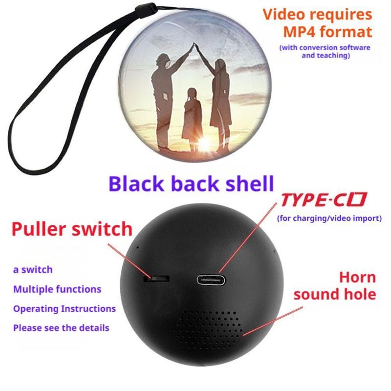 Memory Sphere Lamp, 2.7" Crystal Ball Video Player, 2026 New Memory Lamp Ball, Digital Display Sphere, CrystalBall Video Player Ideal for Christmas Gifts and Christmas Decorations (Orange 1 Pcs) - Image 5